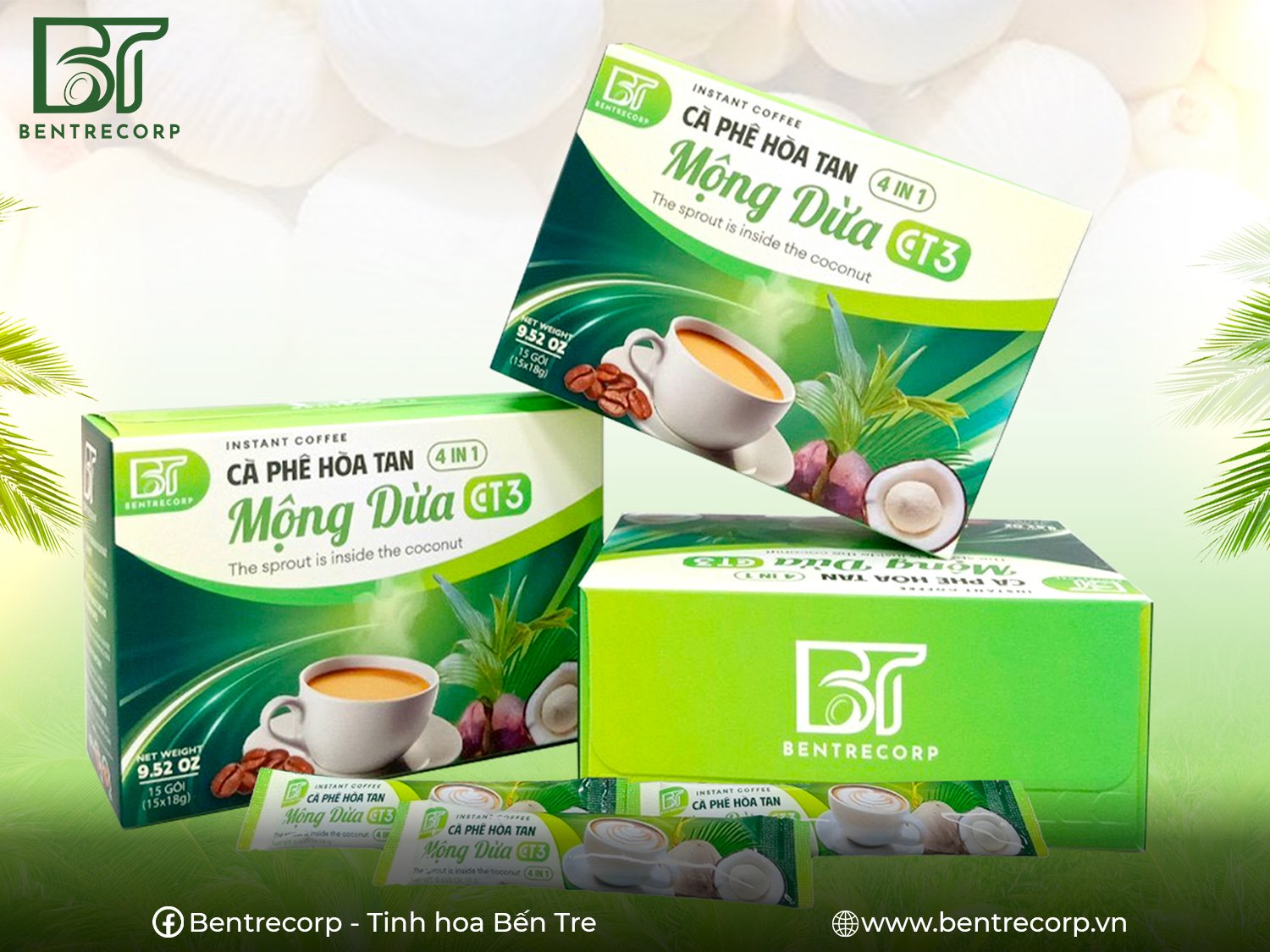 Cà Phê Hòa Tan Mộng Dừa CT3 4IN1 - Cà phê đáp ứng xu hướng cà phê hương vị, lợi ích cho sức khỏe