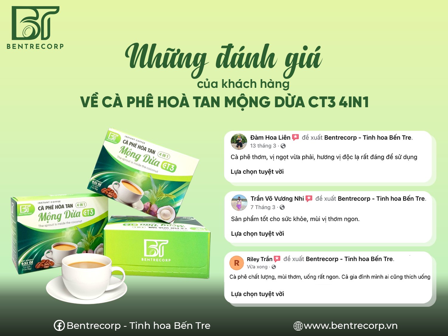 Phản hồi từ người tiêu dùng về sản phẩm Cà Phê Hòa Tan Mộng Dừa CT3 4IN1
