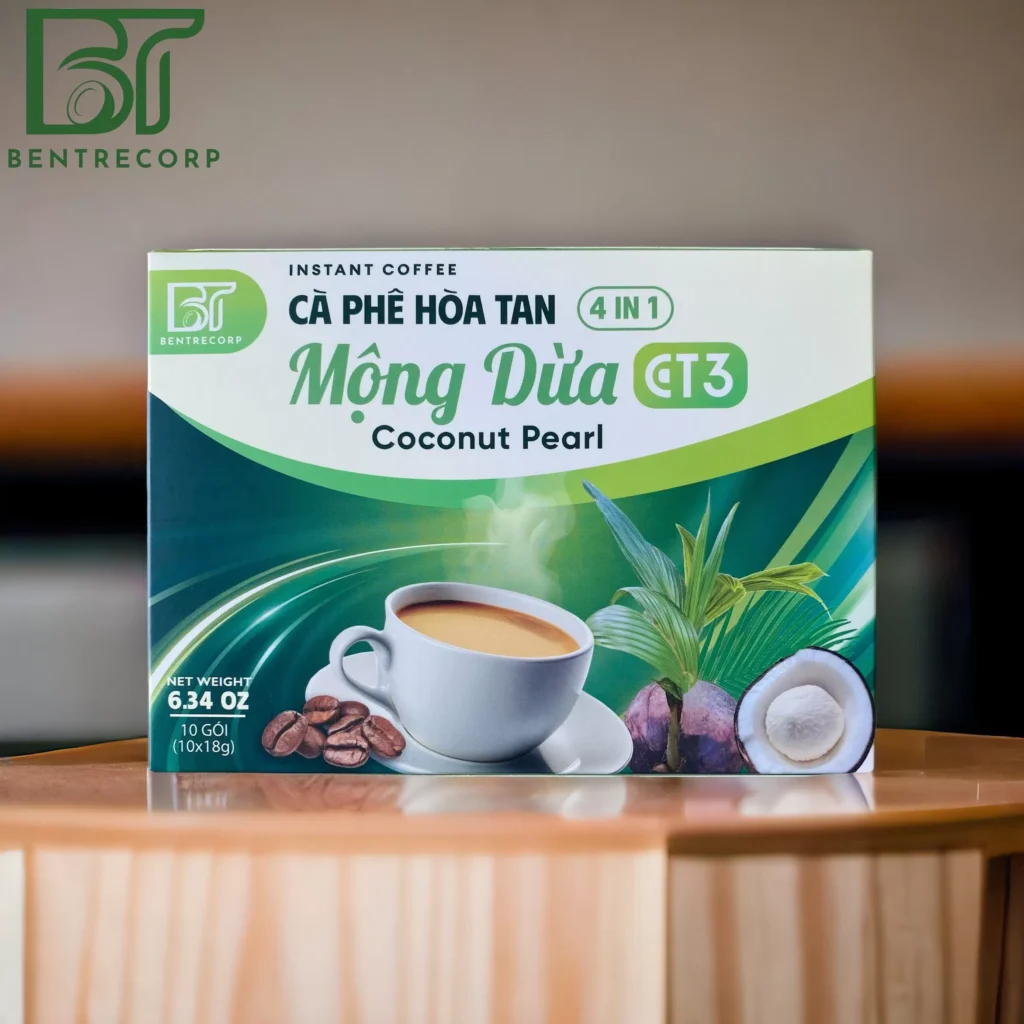 Hộp cà phê hòa tan Mộng Dừa CT3 4in1 Bentrecorp 10 gói